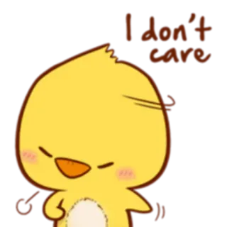 😠 I don't care frango, fofo, indiferente, tanto faz, desenho animado, amarelo, animação telegram sticker