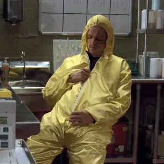 🧪 Jesse Pinkman Breaking Bad Jesse Pinkman, Breaking Bad, Hazmat Suit, TV Show, AMC, Drug Production telegram sticker