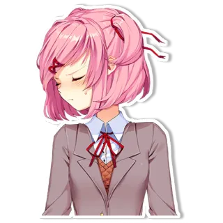 😔 Natsuki Doki Doki Literature Club! Аниме, Манга, Милый, Грустный, Розовые волосы whatsapp sticker
