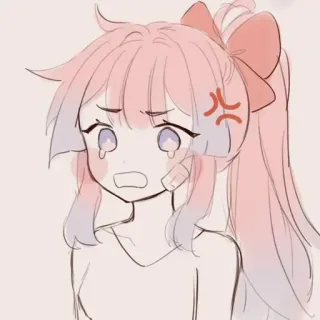 😡 anime, ragazza, piangere, triste, arrabbiata, emotivo telegram sticker
