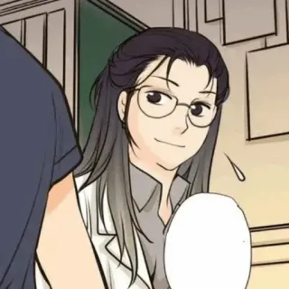 🍙 femme, lunettes, science, scientifique, blouse laboratoire, personnage, dessin animé telegram sticker