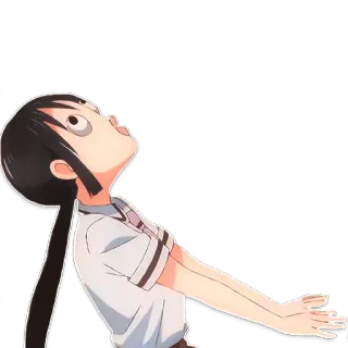 🤡 Anime, Menina, Estudante, Olhando para cima, Chocada, Curiosa telegram sticker
