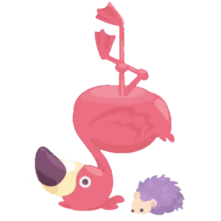 🦩 火烈鸟, 卡通, 动物, 粉色, 刺猬 whatsapp sticker