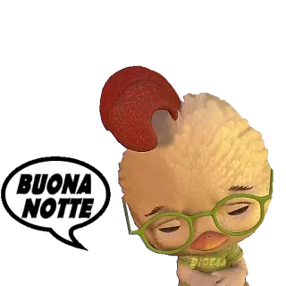 🛌 BUONA NOTTE galinha, boa noite, boa noite, óculos, animal, fofo telegram sticker