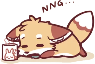 💤 NNG... лиса, сонный, милый, животное, чашка, кролик whatsapp sticker