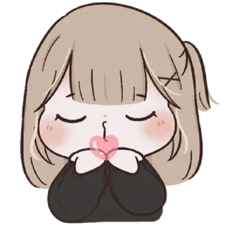 🥺 Dziewczyna anime, Kawaii, Słodkie, Chibi, Serce, Kreskówka, Naklejka telegram sticker