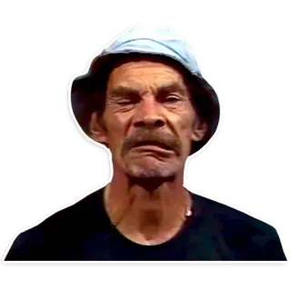😖 Don Ramón engraçado, homem, chapéu bucket, personagem whatsapp sticker