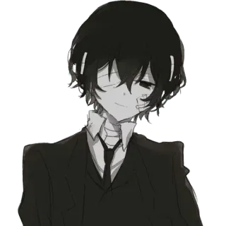 🙂 anime, character, bandages, suit, gloomy, monochrome telegram sticker