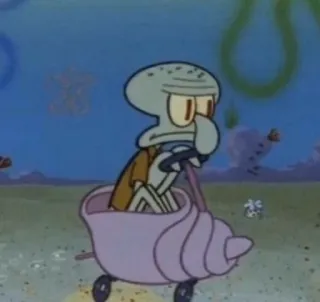 😤 Squidward Tentacles Spongebob Squarepants Сквидвард, Спанч Боб, мультфильм, персонаж, велосипед, морское существо whatsapp sticker