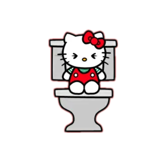 🥵 Hello Kitty hello kitty, cat, toilet, kawaii, cartoon telegram sticker