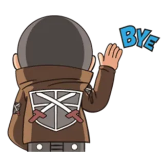 👋 Attack on Titan BYE Anime, Tchau, Saudação, Militar, Ataque dos Titãs, Despedida telegram sticker