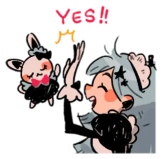 ⭕️ Yay!! carino, kawaii, anime, cartoni animati, festa telegram sticker
