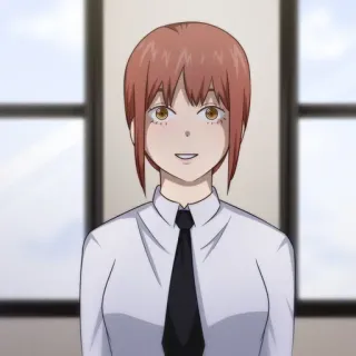 🍷 Makima Chainsaw Man Аниме, Макима, Человек-бензопила, Персонаж, Женщина, Галстук, Офис telegram sticker
