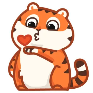 😘 tiger, cartoon, animal, cute, heart, love, kiss, sticker telegram sticker