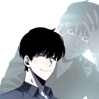 ⚰ Anime, Manga, Manhwa, glimlachend, personage, Koreaans telegram sticker