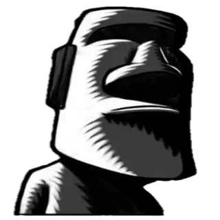 🗿 โมไอ, รูปปั้น, เกาะอีสเตอร์, ขาวดำ, ศิลปะ, หิน, วัฒนธรรม telegram sticker