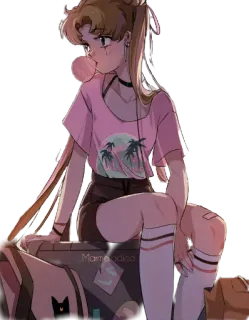 🌙 Sailor Moon Momo Ladisco Anime Mädchen, niedlich, Sailor Moon, Kaugummi, Anime, Manga telegram sticker
