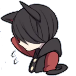 😔 кошачьи ушки, аниме, чиби, милый, каваий, мультфильм, манга whatsapp sticker