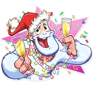 🥴 weihnachtsmann, weihnachten, feier, sekt, urlaub, party telegram sticker