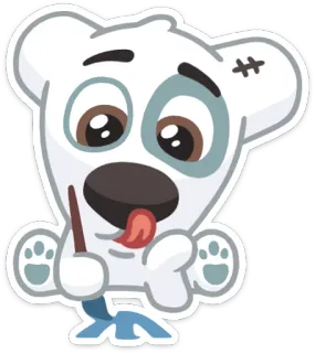 ✍ Dibujo animado, Perro, Blanco, Lindo, Personaje whatsapp sticker