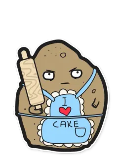 👨 I <3 CAKE potato, cake, baking, food, cooking, I love cake telegram sticker