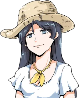 😎 Аниме, Женщина, Шляпа, Иллюстрация, Мультфильм, Лето, Страна telegram sticker