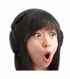 😮 rosto, fone de ouvido, pessoa, mulher, surpresa, chocada whatsapp sticker