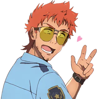 😘 Аниме, Полицейский, Мультфильм, Персонаж, Мужчина, Очки telegram sticker