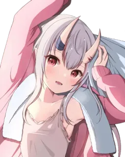 😄 Anime, Fille, Cornes, Mignon, Kawaii, Manga, Dessin animé telegram sticker