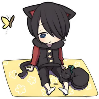 ☺️ anime, cat, chibi, cute, kawaii, cartoon, butterfly telegram sticker