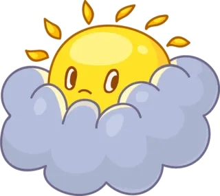 ⛅ sol, nuvem, tempo, triste, desenho animado telegram sticker