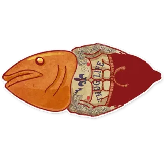 🐟 THUG LIFE fisch, thug life, tattoo, cartoon, witzig, meme whatsapp sticker