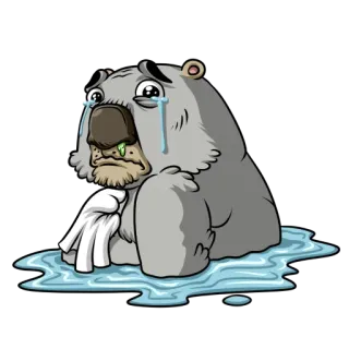 😢 วอมแบต, ร้องไห้, เศร้า, สัตว์, การ์ตูน, น้ำตา telegram sticker