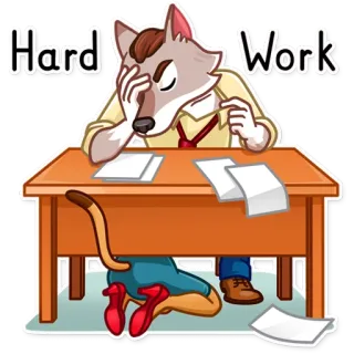 😤 Hard Work loup, travail, bureau, épuisé, animal telegram sticker