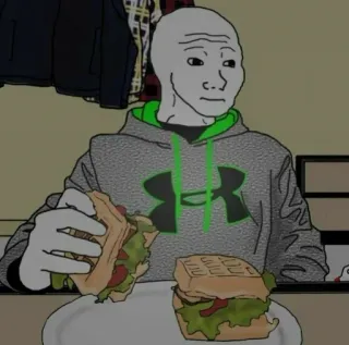 😐 Wojak 밈, Wojak, 샌드위치, 음식, 먹방, Feels Guy telegram sticker