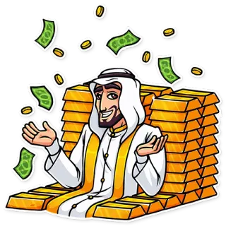 🤑 uang, emas, kaya, kekayaan, sheikh, arab telegram sticker