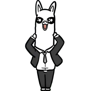 🤩 лама, мультфильм, костюм, галстук, персонаж, очки whatsapp sticker