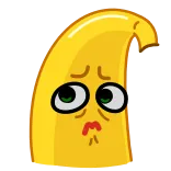 😔 香蕉, 难过, 卡通, 黄色, 表情符号 telegram sticker