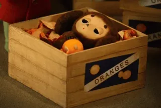 🍊 Cheburashka ORANGES Cheburashka, Soviet animation, orange, crate, cute, puppet, stop motion, classic telegram sticker