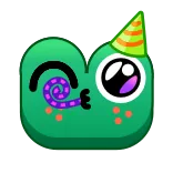 🥳 rana, dibujos animados, fiesta, lindo, animal, celebración telegram sticker