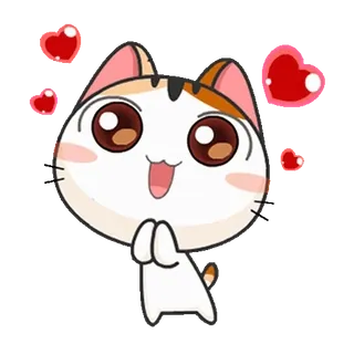 🥰 kot, słodki, serca, kreskówka, kawaii, naklejka, szczęśliwy whatsapp sticker