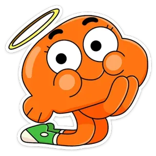 😇 Darwin Watterson The Amazing World of Gumball Desenho animado, Peixe, Anjo, Auréola, Laranja, Darwin telegram sticker