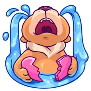 😭 piangere, cuore spezzato, triste, cane, cartoni animati, adesivo, emozioni telegram sticker