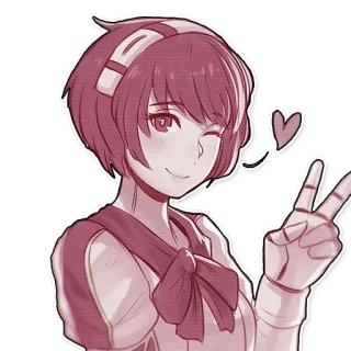 ✌ アニメ, 女の子, ウインク, ピース, ハート telegram sticker