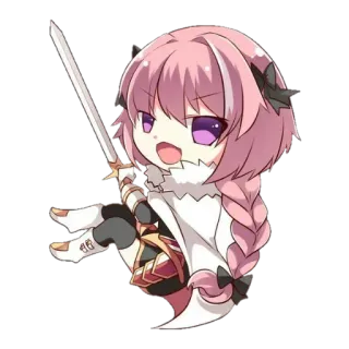 😏 Astolfo Anime, Chibi, Personagem, Espada, Bonito, Cabelo rosa, Astolfo telegram sticker