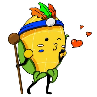 😘 corn, cartoon, indian, mascot, character, food telegram sticker