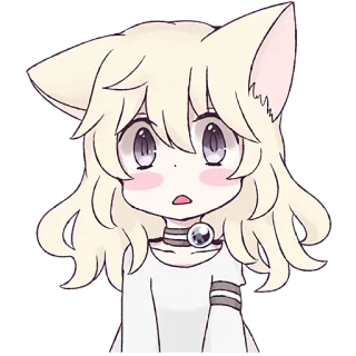 😕 Anime, Katzenmädchen, Süß, Manga, Chibi, Kawaii telegram sticker