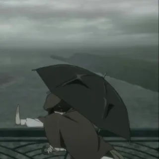 🔍 anime, umbrella, rain, melancholy, monochrome telegram sticker