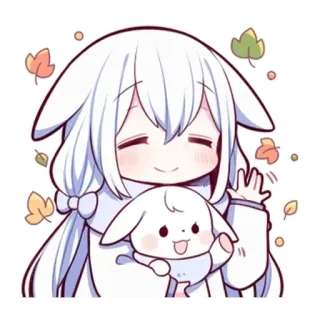 👋 Anime, Chibi, Lindo, Dibujos animados, Kawaii, Ilustración, Pegatina telegram sticker