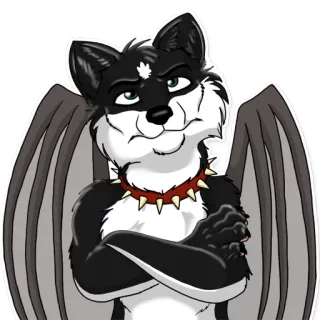 😠 Furry, Antropomórfico, Alas, Dibujos animados, Collar con púas, Criatura telegram sticker
